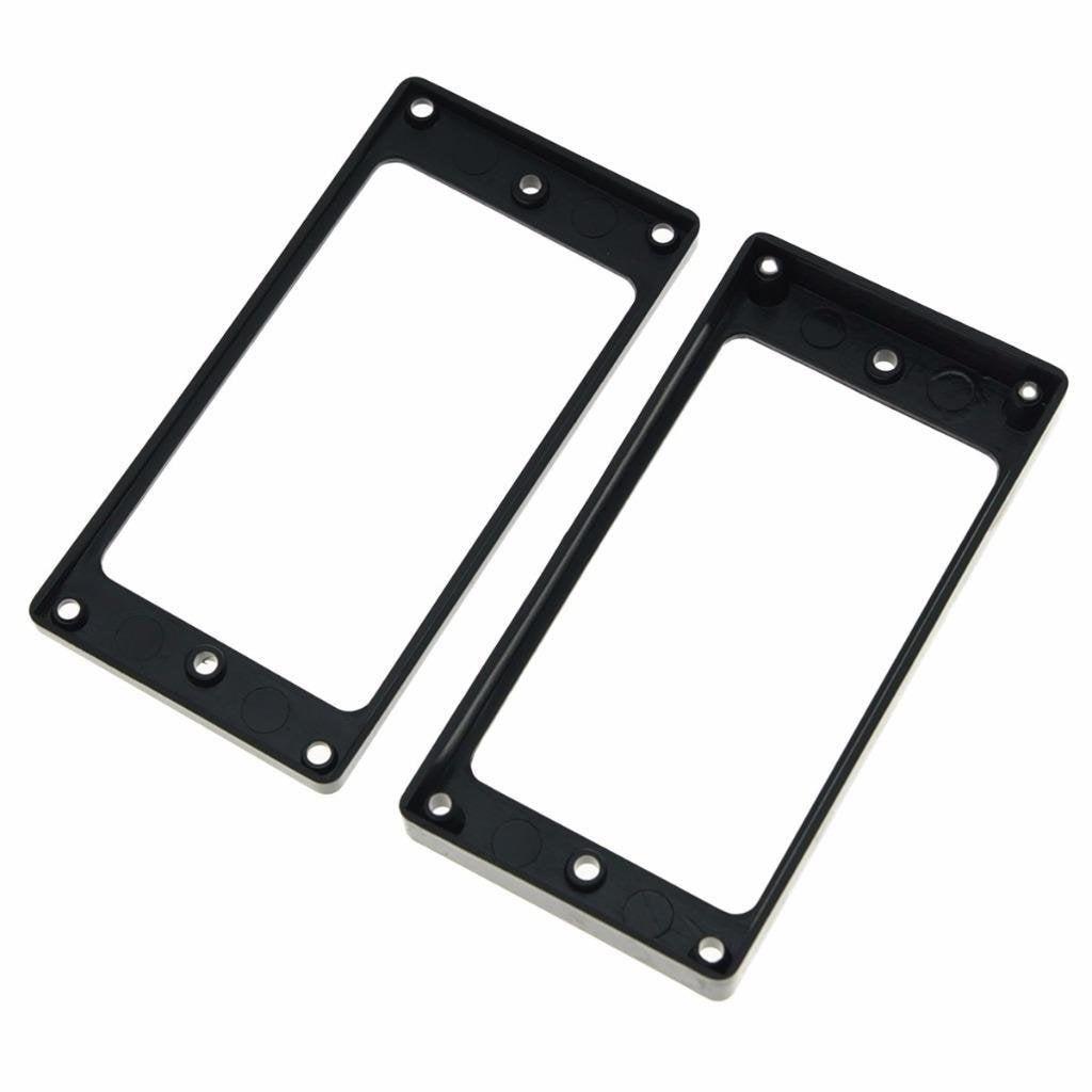 Dopro Set of 2 Plastic Humbucker Pickup Ring Pickup Mounting Frame Curved Bottom 3 * 5 for Neck and 7 * 9 for Bridge Pickup Blac